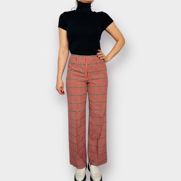 70s Pendleton Wool Red Plaid Pants - Picture 3 of 7